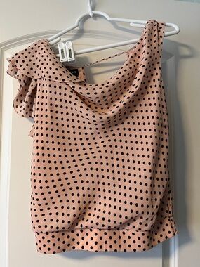 bebe Pink Polka Dot One-Shoulder Camisole